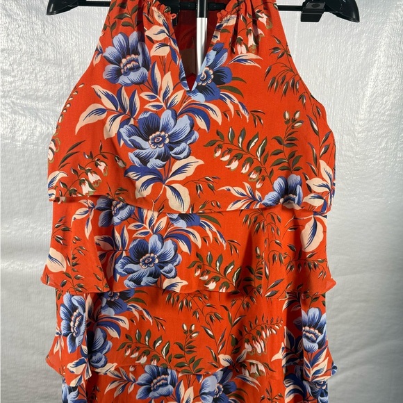 LOFT Orange Blue Halter Midi Sundress - Picture 6 of 6